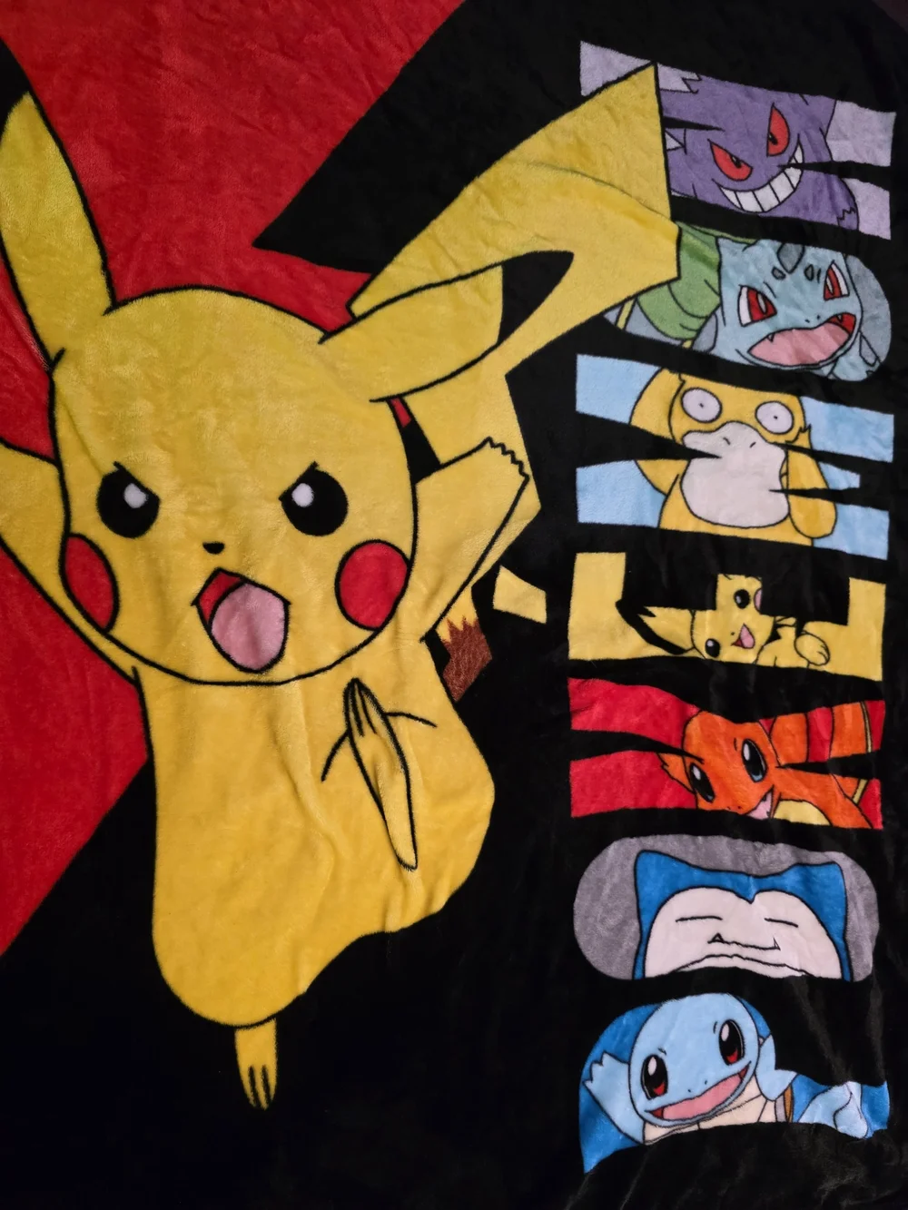 Pokémon Battle Bolt Plush Throw Blanket gengar psyduck bulbasar snorlax